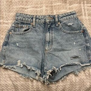 Garage Blue Jean Shorts Distressed High-Waisted